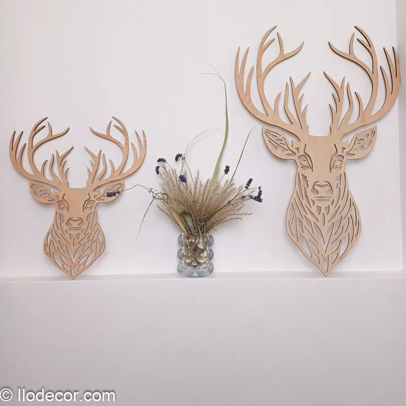 tête de cerf géométrique en bois