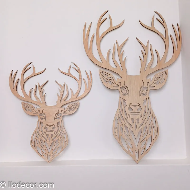 tête de cerf géométrique en bois