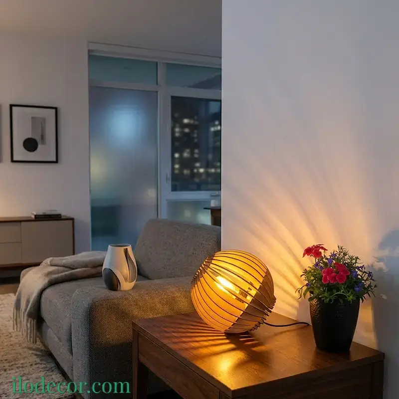 lampe de chevet bois boule