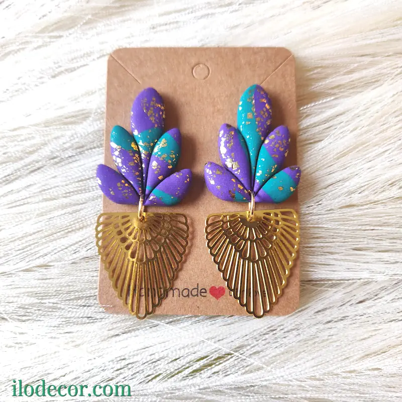 boucles d’oreilles artisanales en pâte polymère et or – collection Éclats colorés