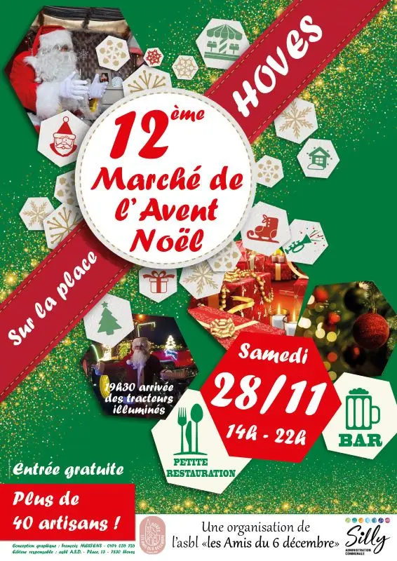 Affiche du 12e Marché de l'Avent de Hoves à Silly le 28 novembre 2026